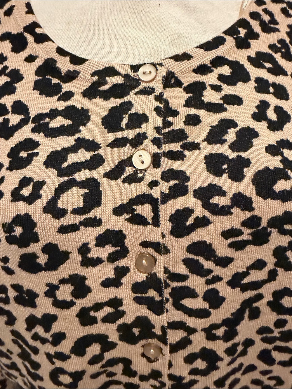 kathy ireland Beige and Black Leopard Print Cardigan - Picture 5 of 13